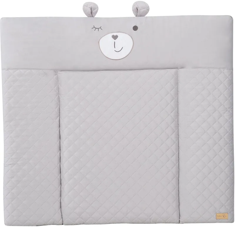 Wickelauflage Style, Soft, silbergrau, mit aufgesticktem Gesicht de roba en Grau, silberfarben – photo produit