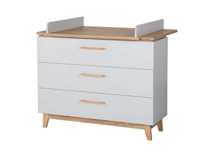 Wickelkommode 'Caro' mit breitem Wickelansatz, Soft-Close, 3 Schubladen, Wickelhöhe 94 cm van roba – productfoto