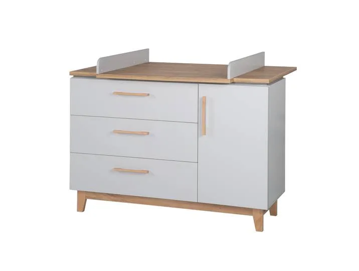 Wickelkommode 'Caro' mit Wickelansatz, Soft-Close, 1 Tür, 3 Schubladen, Wickelhöhe 94 cm van roba – productfoto