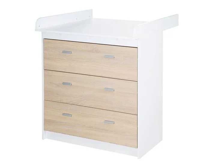 Wickelkommode 'Gabriella' mit abnehmbarem Ansatz, bicolor, 3 Schubladen, Wickelhöhe 90 cm van roba – productfoto