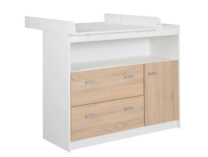 Wickelkommode 'Gabriella' mit Wickelansatz, 2 Schubladen, 1 Tür, 1 offenes Fach, Wickelhöhe: 90 cm de roba – photo produit