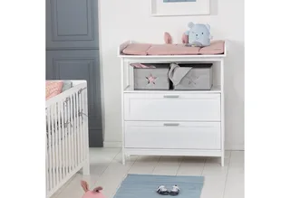 Wickelkommode Hamburg, mit Ansatz, 2 Schubladen & Boxen, Wandbefestigung, Wickelhöhe 92 cm von roba in Weiß – Produktfoto 2 von 5