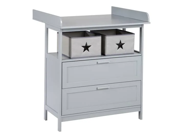 Wickelkommode 'Hamburg' mit Ansatz, 2 Schubladen & Boxen, Wandbefestigung, Wickelhöhe 92 cm van roba – productfoto