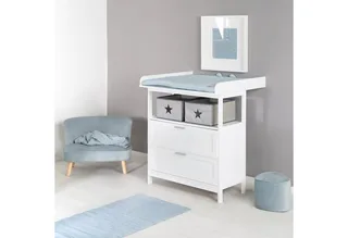Wickelkommode Hamburg, mit Ansatz, 2 Schubladen & Boxen, Wandbefestigung, Wickelhöhe 92 cm von roba in Weiß – Produktfoto 3 von 5