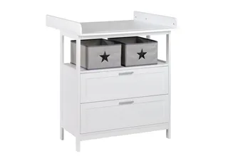Wickelkommode Hamburg, mit Ansatz, 2 Schubladen & Boxen, Wandbefestigung, Wickelhöhe 92 cm von roba in Weiß – Produktfoto 1 von 5