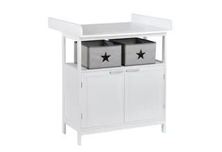 Wickelkommode Hamburg, mit Ansatz, 2 Türen & Boxen, Wandbefestigung by roba in White – product photo 1 of 5