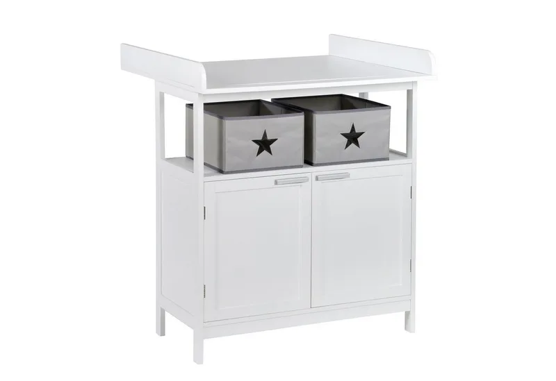Wickelkommode Hamburg, mit Ansatz, 2 Türen & Boxen, Wandbefestigung by roba in White – product photo 1 of 5