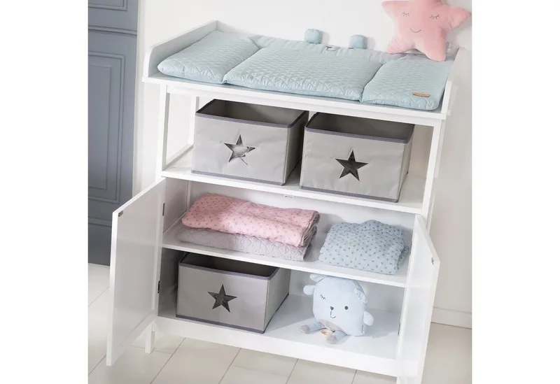 Wickelkommode Hamburg, mit Ansatz, 2 Türen & Boxen, Wandbefestigung by roba in White – product photo 4 of 5