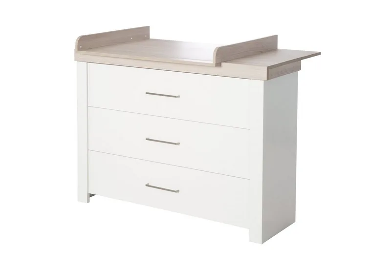 Wickelkommode Lucy, Wickeltisch mit Wickelansatz - Soft-Close - 3 Schubladen - Weiß van roba – productfoto