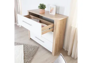 Wickelkommode Malo, moderne Wickelkommode, weiß lackiert / Artisan Eiche, Wickeltisch aus Holz, 3 Schubladen mit Vollauszug & Schubladendämpfung by roba – product photo 5 of 5