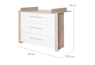 Wickelkommode Malo, moderne Wickelkommode, weiß lackiert / Artisan Eiche, Wickeltisch aus Holz, 3 Schubladen mit Vollauszug & Schubladendämpfung by roba – product photo 3 of 5