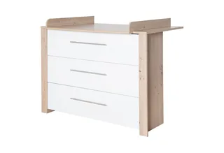 Wickelkommode Malo, moderne Wickelkommode, weiß lackiert / Artisan Eiche, Wickeltisch aus Holz, 3 Schubladen mit Vollauszug & Schubladendämpfung by roba – product photo 1 of 5