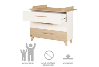 Wickelkommode Theo - Wickelkommode aus Holz in modernem Design, Wickelhöhe 90,5 cm - Schubladen mit Vollauszug - Ulme by roba in White – product photo 4 of 5