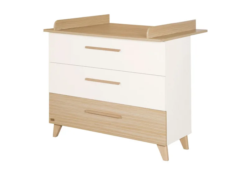 Wickelkommode Theo - Wickelkommode aus Holz in modernem Design, Wickelhöhe 90,5 cm - Schubladen mit Vollauszug - Ulme van roba in Weiß – productfoto