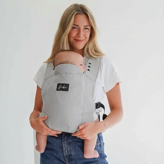 Premium draagzak - Design buikdrager - Comfortabel en ergonomisch - Babydrager vanaf Geboorte - Ook voor Peuter - Biologisch katoen - Super zacht - Unisex: voor mama en papa (Grijs)