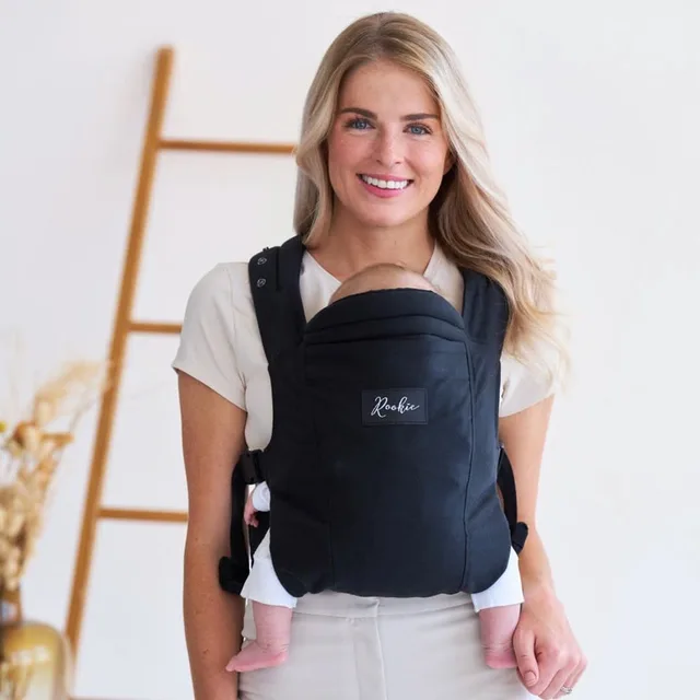 Premium Elite draagzak - Design buikdrager en rugdrager - Comfortabel en ergonomisch baby spullen - Babydrager vanaf Geboorte - Ook voor Peuter - Biologisch katoen (Zwart)