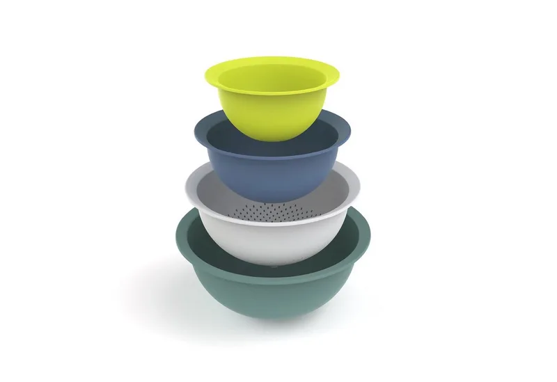 Schüssel Caruba Set mit 3 Schalen und 1 Sieb, Kunststoff (PP) BPA-frei, Kunststoff von Rotho Babydesign in Mehrfarbig – Produktfoto 3 von 5