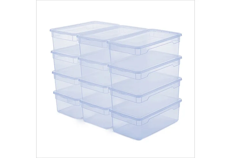 Stapelbox 5L Kiste mit Deckel, modular für Schrank & Regal (12er-Set, 12 St., Stapelboxset), Platzsparend stapelbar, Inhalt sofort sichtbar van Rotho Babydesign in Wit – productfoto 1 van 4