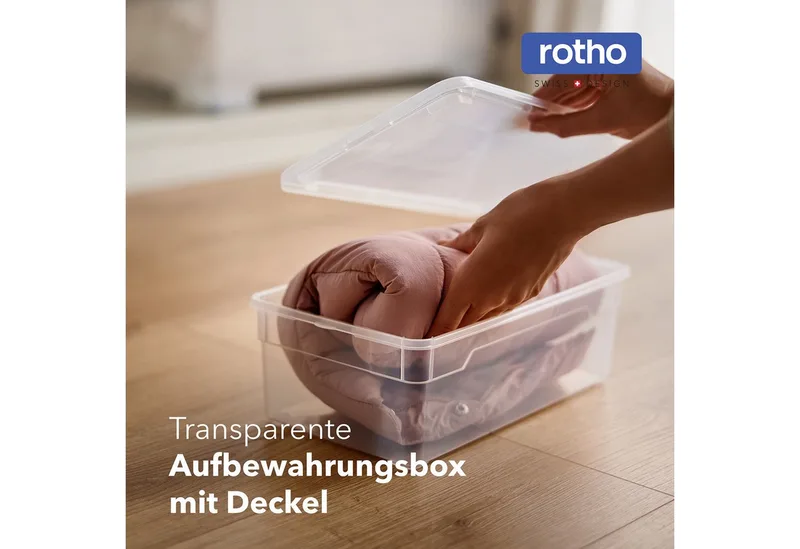 Stapelbox 5L Kiste mit Deckel, modular für Schrank & Regal (12er-Set, 12 St., Stapelboxset), Platzsparend stapelbar, Inhalt sofort sichtbar van Rotho Babydesign in Wit – productfoto 2 van 4