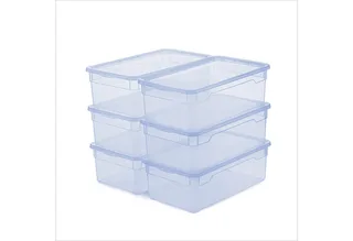 Stapelbox 5L Kiste mit Deckel, modular für Schrank & Regal (Sichtboxen-Set, 6 St., 6er-Set), transparentes Design van Rotho Babydesign in Wit – productfoto 1 van 4