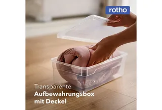 Stapelbox 5L Kiste mit Deckel, modular für Schrank & Regal (Sichtboxen-Set, 6 St., 6er-Set), transparentes Design van Rotho Babydesign in Wit – productfoto 2 van 4