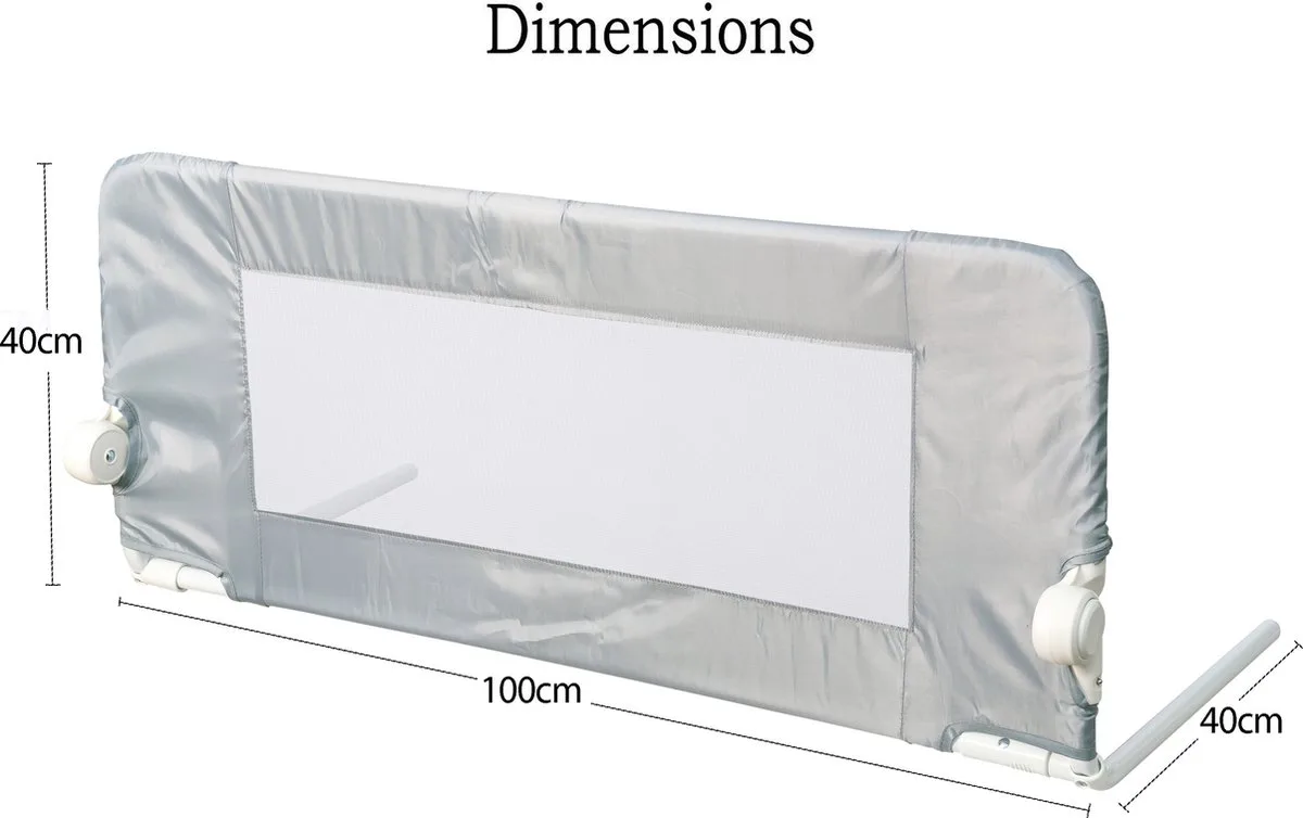 Bedhek, Bedhekje, Grijs, 100cm Breed x 40cm Hoog van Safetots in Grijs – productfoto