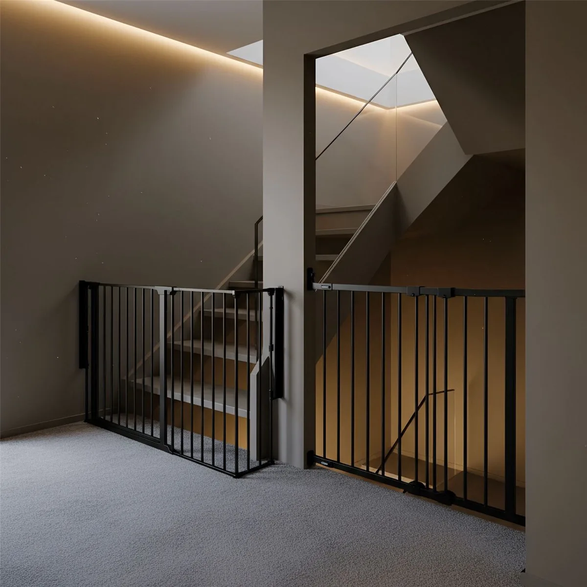 Overlooptraphek, Zwart, De Oplossing voor Trappen, Meerdere Panelen tot 174cm en Schroefhek, 67cm - 105,5cm van Safetots in Zwart, 67 cm – 105, 5 cm ) – productfoto