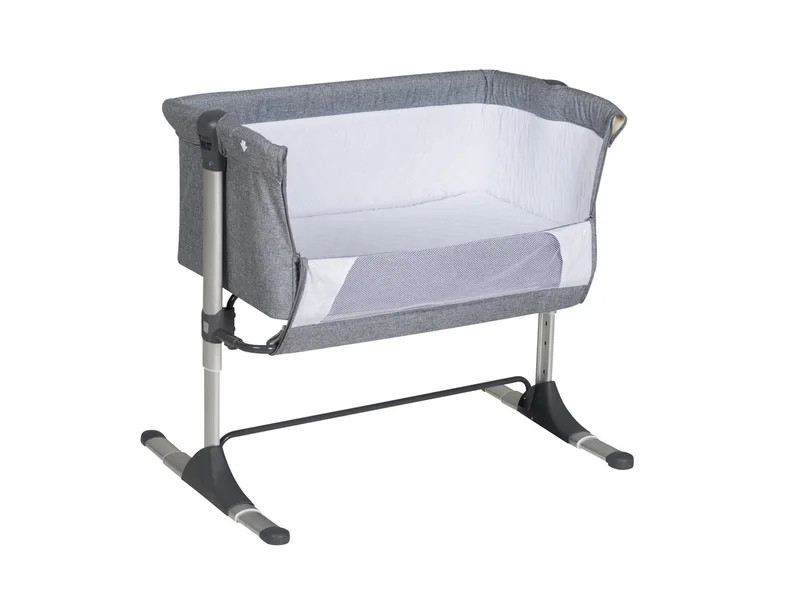 Baby-Reisebett Wiege / Beistellbett Joy Leinenstruktur hellgrau by Schardt in Grau, silberfarben – product photo