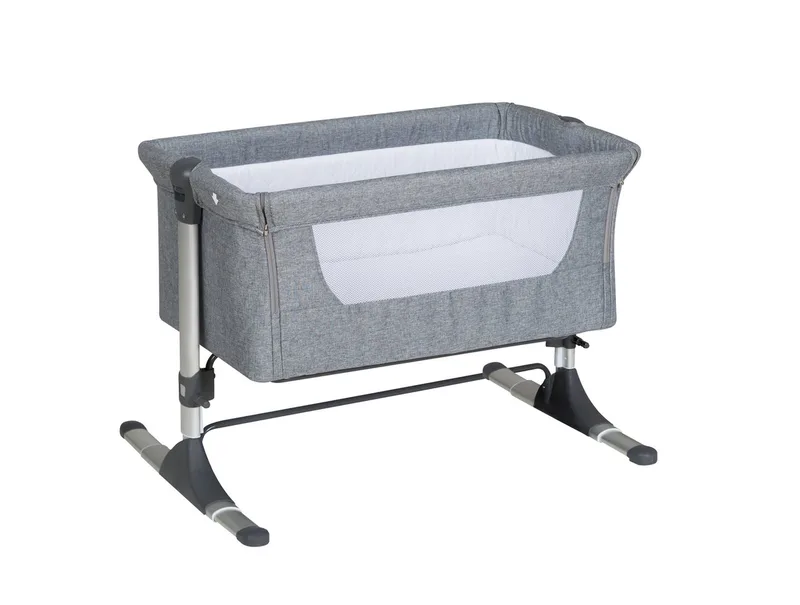 Baby-Reisebett Wiege / Beistellbett Joy Leinenstruktur hellgrau von Schardt in Grau, Silber – Produktfoto 3 von 5