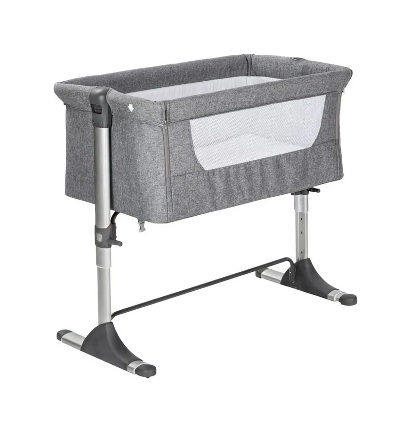 Baby-Reisebett Wiege / Beistellbett Joy Leinenstruktur hellgrau von Schardt in Grau, Silber – Produktfoto 2 von 5