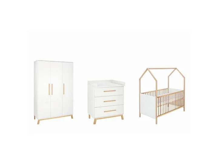 Babyzimmer Venice, Buche, Weiß, Holz, Buche, 6 Fächer, 3 Schublade(n) Schubladen, DIN EN ISO 14001, Aufbauanleitung im Karton, Lattenrost inklusive, Babymöbel, Babyzimmer-Sets van Schardt – productfoto