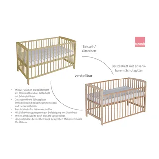 Beistellbett Micky 60x120 cm van Schardt in Naturel, 124 × 65 × 77 mm – productfoto 2 van 3
