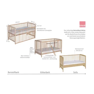 Beistellbett Micky 60x120 cm van Schardt in Naturel, 124 × 65 × 77 mm – productfoto 3 van 3