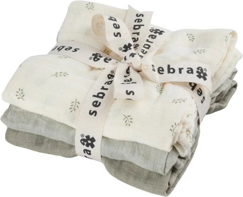 Hydrofiele Doeken Set - Sophora Leaves - Mist Green - 3 Stuks by Sebra in Green – product photo