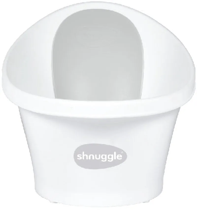 Baby Badje Wit/Grijs - Babybadje met Stop - Vanaf Geboorte tot 12 Maanden van Shnuggle in Wit met grijs – productfoto