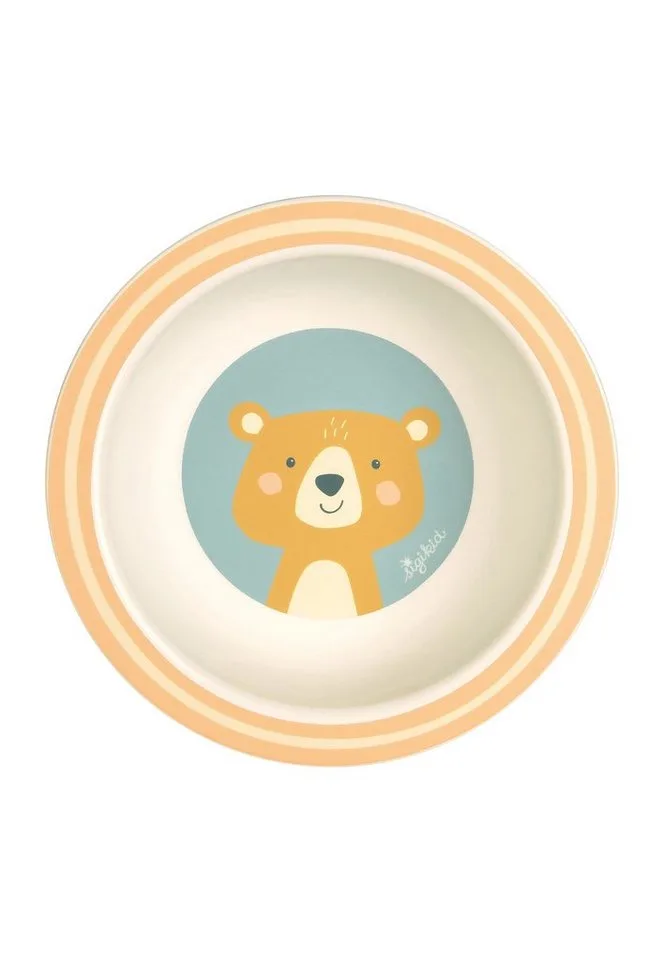Kinderschüssel Schüssel Bär rPET "4 Freunde", Material außen: 100% rPET, Material innen: Silikonring im Boden, (Schälchen, 1-tlg) de sigikid en Bleu – photo produit 1 sur 3
