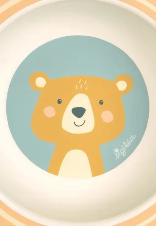 Kinderschüssel Schüssel Bär rPET "4 Freunde", Material außen: 100% rPET, Material innen: Silikonring im Boden, (Schälchen, 1-tlg) de sigikid en Bleu – photo produit 2 sur 3