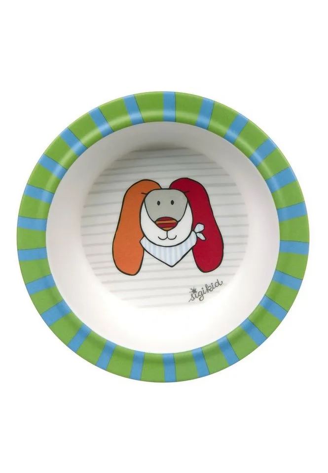Kinderschüssel Schüssel Hase RingelDingel rPET, 100% rPET, Silikonring im Boden, (Schälchen, 1-tlg) de sigikid en Bleu, Multicolore, Vert – photo produit 1 sur 3