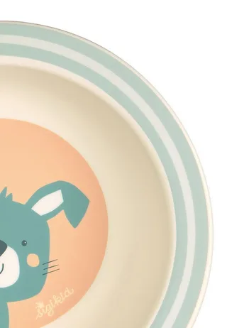 Kinderschüssel Schüssel Hase rPET "4 Freunde", Material außen: 100% rPET, Material innen: Silikonring im Boden, (Schälchen, 1-tlg) fra sigikid i Orange – produktbillede 3 af 3