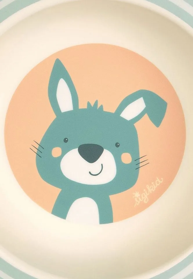 Kinderschüssel Schüssel Hase rPET "4 Freunde", Material außen: 100% rPET, Material innen: Silikonring im Boden, (Schälchen, 1-tlg) fra sigikid i Orange – produktbillede 2 af 3