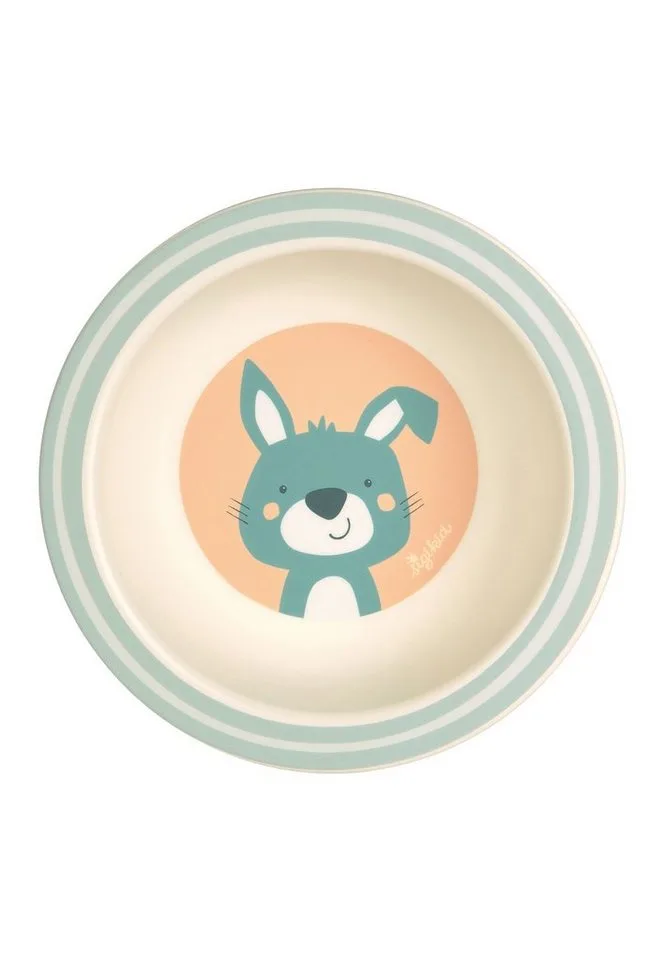 Kinderschüssel Schüssel Hase rPET "4 Freunde", Material außen: 100% rPET, Material innen: Silikonring im Boden, (Schälchen, 1-tlg) fra sigikid i Orange – produktbillede 1 af 3