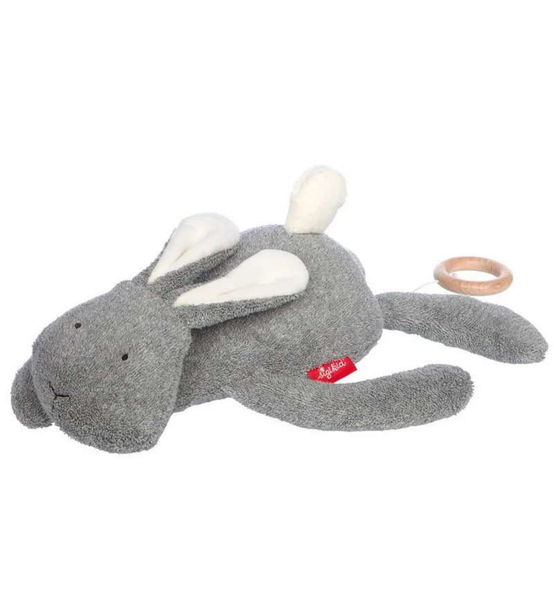 Knuffel m. Muziek - Rabbit - 40 cm - Grey van sigikid – productfoto
