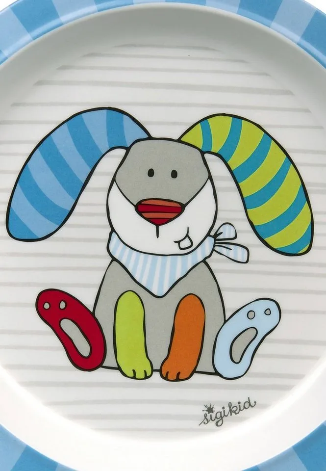 Teller Teller Hase RingelDingel rPET, (1 St) de sigikid en Bleu, Multicolore – photo produit 2 sur 3