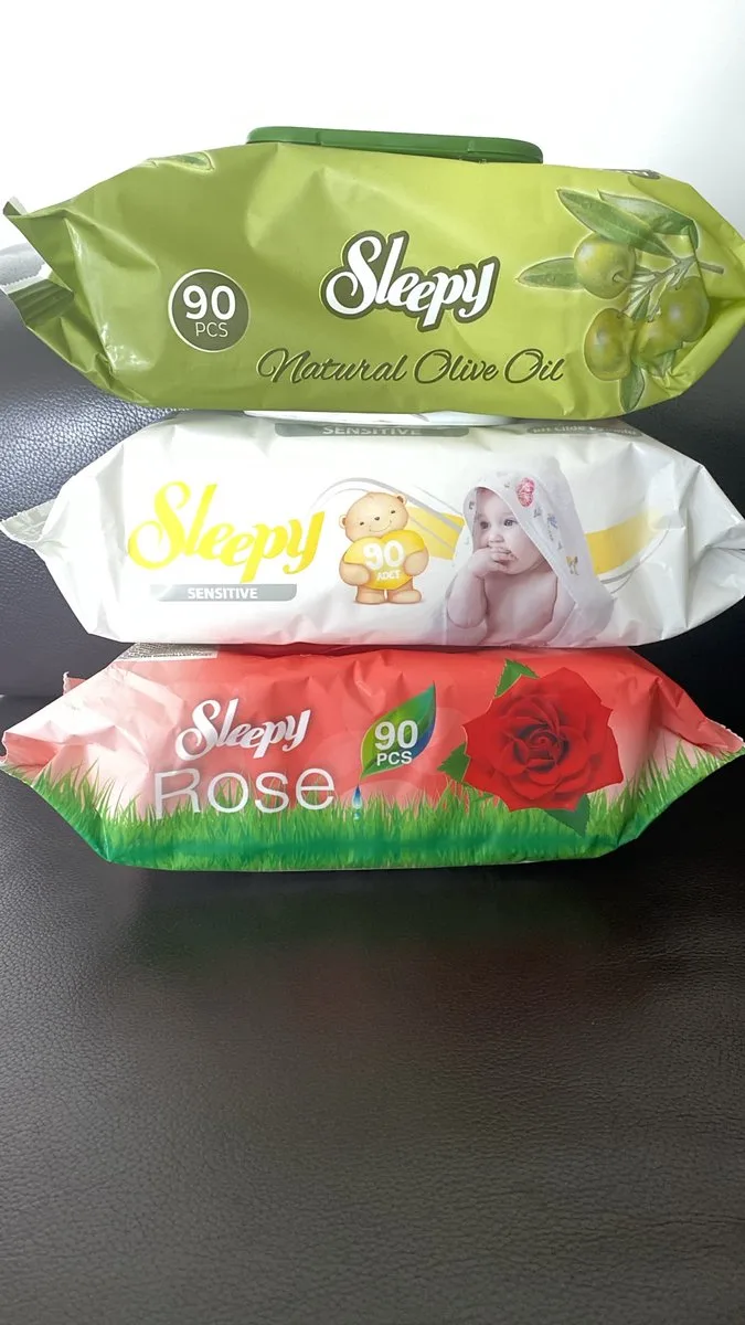 Baby Vochtige Doekjes Mix Pakket - 3 Varianten (Olive, Sensitive, Rose) - Baby Wet Wipes - Met DekselProductbeschrijving van Sleepy – productfoto