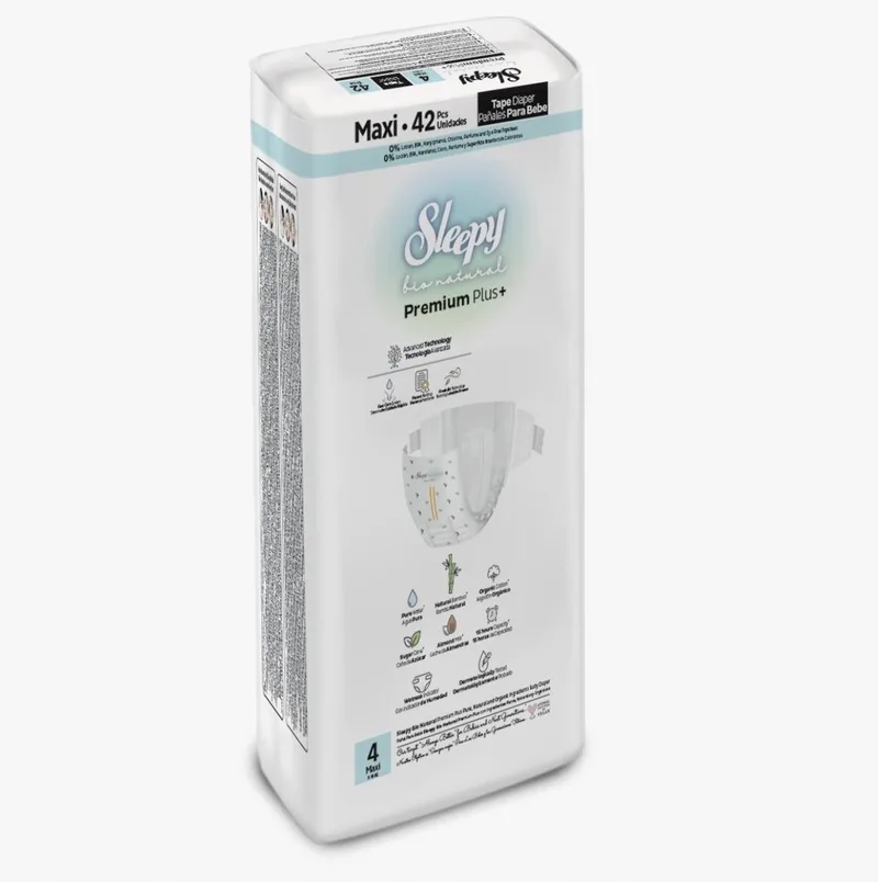 Bio Natural Premium Plus Baby Luiers - 4 (7-14 Kg) - 42 Luiers de Sleepy – photo produit