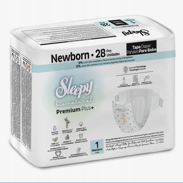 Bio Natural Premium Plus Baby Luiers - Maat 1 (2-5 Kg) - 28 Luiers