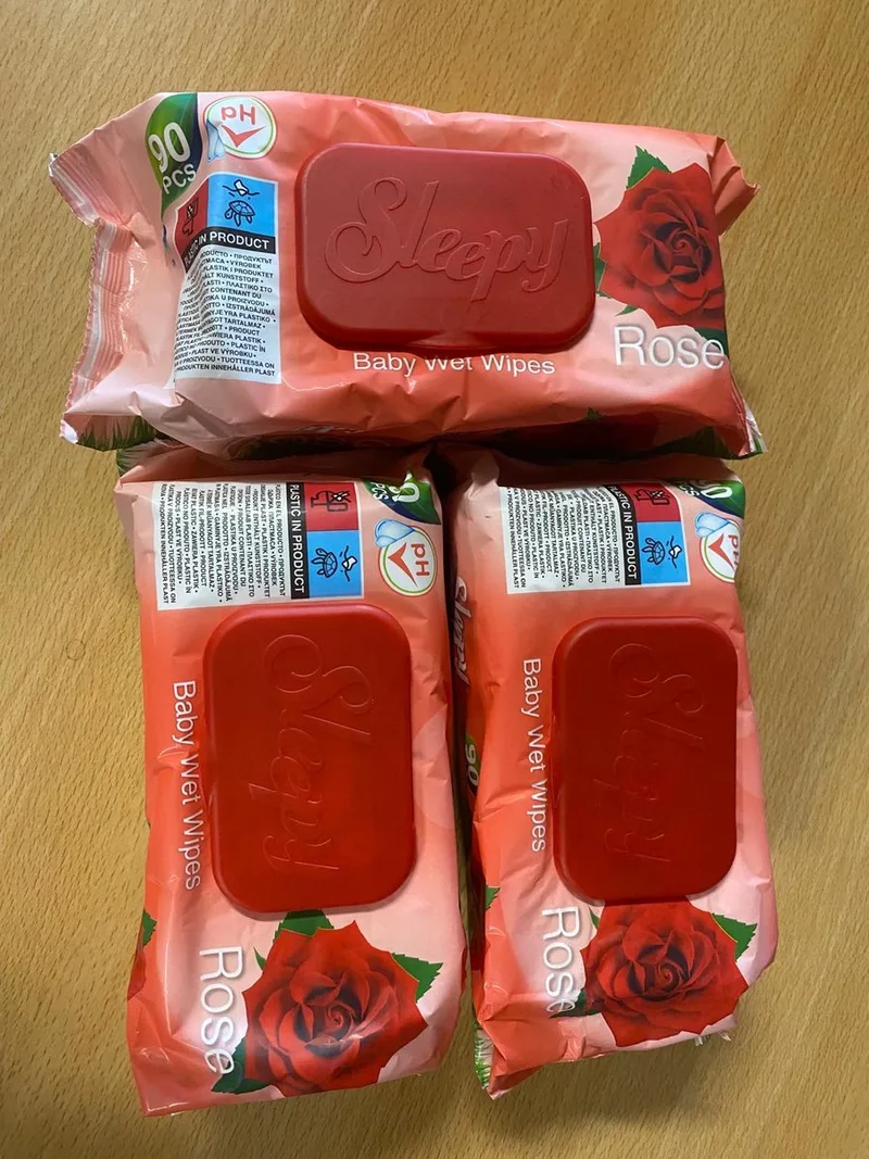 Rose Baby Wet Wipes - Baby Billendoekjes - 3x90= 270 Sleepy Rose Baby Wet Wipes -Rose Geurende Babydoekjes från Sleepy – produktbild