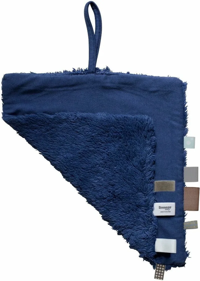 Baby Knuffeldoekje - Speendoekje 100% biologisch katoen - Comfortdoekje 25 x 25cm - Blue Nights - Blauw van Snoozebaby in Blauw – Blue Nights – productfoto