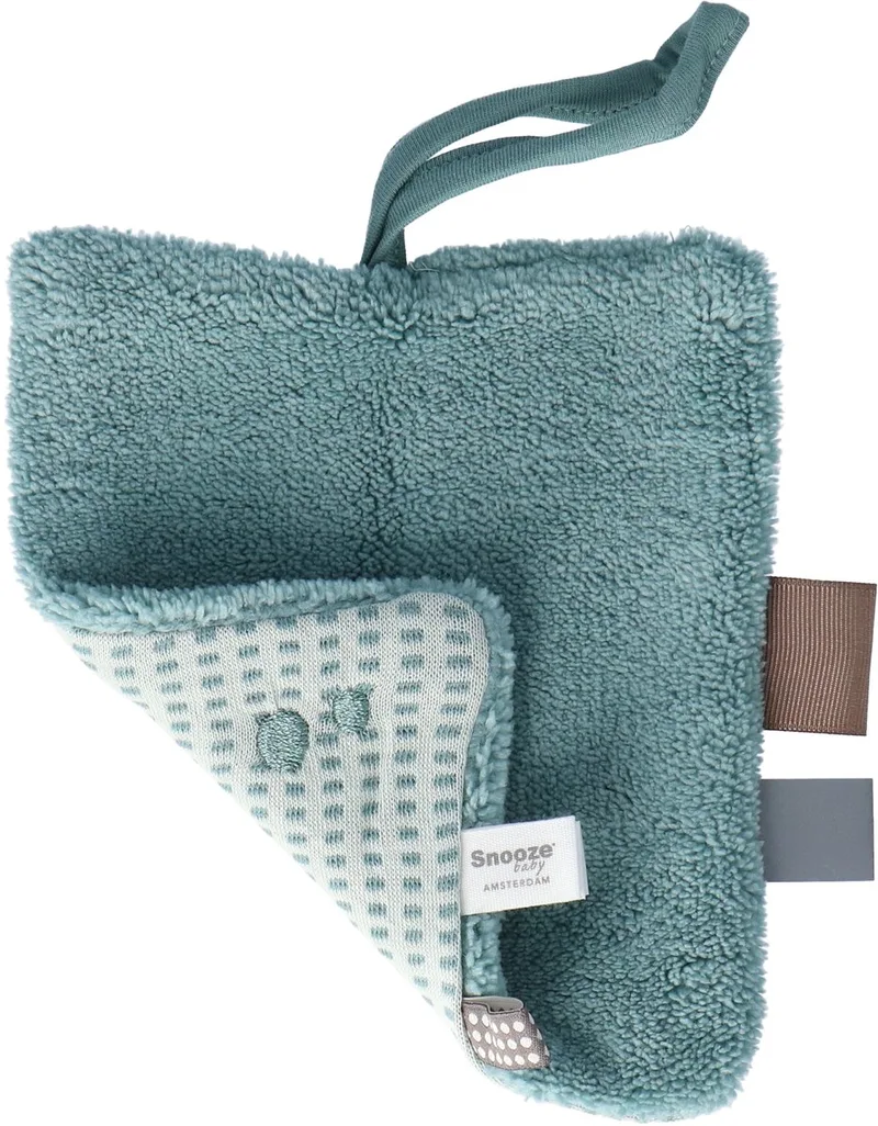 Baby Speendoekje 15 x 15cm - Knuffeldoekje 100% biologisch katoen - Comfortdoekje Smokey Green - Groen de Snoozebaby en Groen – Smokey Green – photo produit