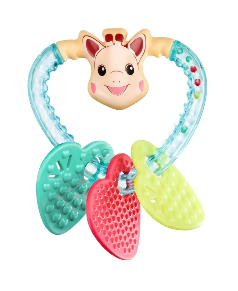 Bijtrammelaar Heart - Rammerlaar - Bijtring - Babyspeelgoed - Kraamcadeau - Babyshower cadeau - 11 x 9.3 x 1.5 cm - Vanaf 3 maanden von Sophie de Giraf in Blau – Produktfoto
